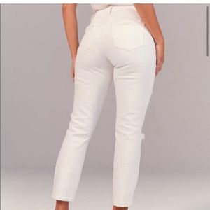 Abercrombie | Curve Love Mom Jeans - White Distressed